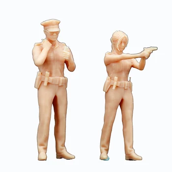 1:64 Мъже, Жени полицейски патрул фигурка умален модел трябва да colorize сами Номер 030