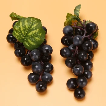 10 Гроздовете на Изкуствен Черно грозде Фалшиви Плодове Домашен Къща Кухня Парти Сватбена Украса Снимка