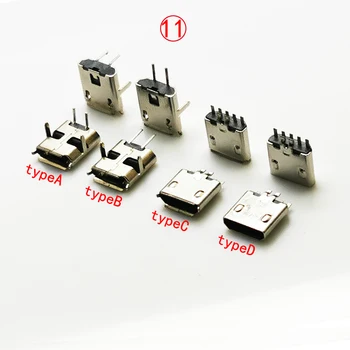 10 бр./лот Micro USB 2.0 2Pin се ПОТАПЯ и 2Pin SMT Конектор Женски Конектор за Захранване Конектор Клип За Телефон Опашката Зареждане на Портове и Конектори