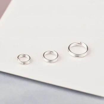 10шт S925 сребро направи си САМ бижута материал двойна халка ключодържател свързващо пръстен ръчно изработени във прости сребърни аксесоари