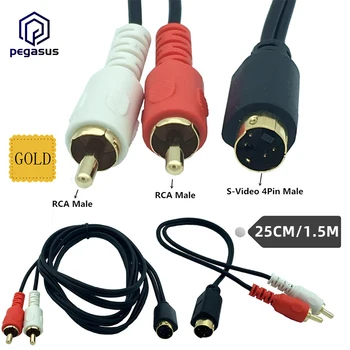 25 см / 1 М Позлатени аудиокабели S-Video MD4P - 2RCA Разход 4-пинов конектор за свързване на кабел