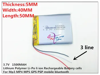 3 линия 504050 3,7 1500 ма (полимерна литиево-йонна /литиево-йонна батерия) за smart-часовници, GPS, mp3, mp4, мобилен телефон, динамика