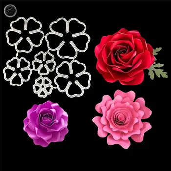 3D Розата е Цвете За Рязане на Шаблони Scrapbooking Релеф САМ Занаяти Хартиени Картички Албум Интериор Метални Печати Нарязани Цвете Производство