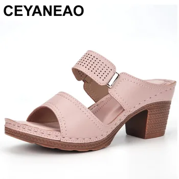 CEYANEAO/дамски летни Реколта сандали На Висок ток, улични чехли, Плажни обувки, дамски чехли, 2021, Ежедневни обувки с отворени пръсти