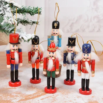 Весели Коледни Украси 12 см Лешникотрошачката Войници Кукла Дървени Висулки Коледни Украси За Навидад Коледна Елха на децата Подаръци