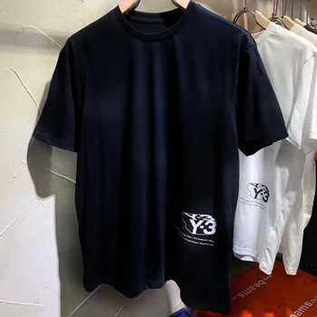 Година 3 Yohji Yamamoto 22SS Нов модел с принтом Плакат, ежедневни Мъжки и дамски тениски с кръгло деколте и къс ръкав Geminate