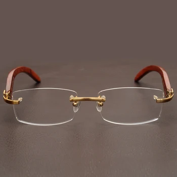 Дървени Златни Очила Без Рамки, Рамки За Очила, Мъжки Леки рамки за очила, Оптични рамки, маркови и дизайнерски очила за Късогледство рецепта