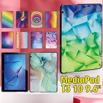 Калъф за таблет Huawei MediaPad T3 10 9,6 Инча с Акварельным Принтом, Лека Пластмасова Задна Капачка + Стилус