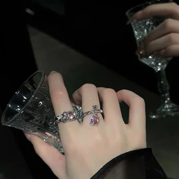 Красиви Кристални Камъни Цирконий Открити Пръстени За Жени Корейски Стил Нежен Прост Нов Y2K Бижу Пръстен