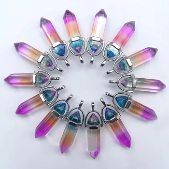Модни цветни лилави стъклени каменни колони, съблазнителен женски кристални висулки за бижута на Едро, 24 бр./лот, безплатна доставка