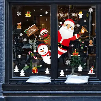 Стикер На Стената на Дядо Коледа весела Коледа Хладилник коледен фестивал за декорация на хола Домашен прозорец стъклени врати етикети