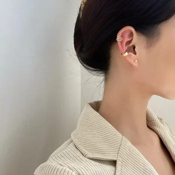 Черен Цвят Ушни Копчета Комплект Без Пиърсинг Ушни Скоби за жени Метални Сребърни Обеци, Модни Кухи Бижута Златни Висящи Обеци 2022