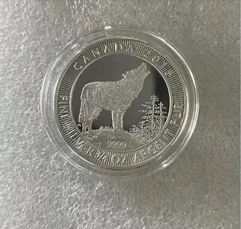 г. Възпоменателна Сребърна монета с изображение на Вълк, дива природа на Канада 1 унция колекционерска стойност Елизабет II Gifts.cx