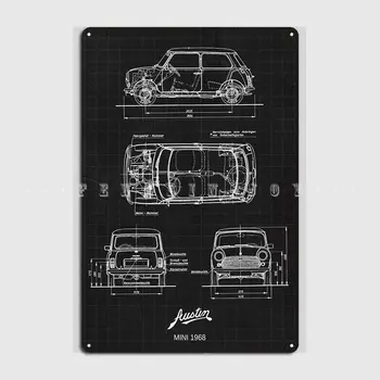 Austin Mini 1968 Метална Табела, С Монтиран На Стената На Кръчмата Дизайн Клубни Продуктова Чинии Тенекеджия Табели, Плакати