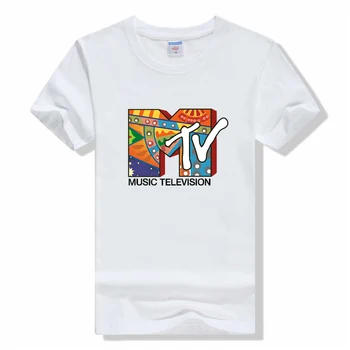 Mtv Музикална Телевизия Мъжка Тениска Ретро, Рок, Хип-Хоп Телевизия Тениска Хедър Сиво мода мъжка тениска памучен брандираната тениска