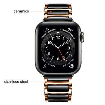 Керамични Метална Каишка за Apple Watch 6 5 4 3 44 мм 42 мм 40 мм Луксозна гривна каишка аксесоари за iwatch Ultra 49 мм 8 7 45 мм 41 мм