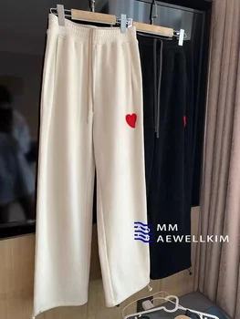 Корейската версия на Ader error висококачествени вельветовые широки панталони за мъже и жени, панталони с бродерия, прави панталони унисекс