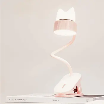Котка Настолна Лампа За Четене USB Хотел LED Сладък 360 ° Гъвкава Скоба За Гъска Врата Настолна Лампа За Четене Лампа за Защита на Очите Подарък