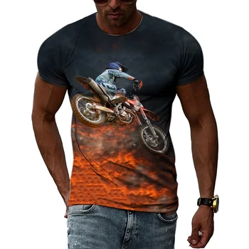 Летни Спортни Мъжки тениски за мотокрос с графичен дизайн, 3D Модерни Ежедневни Готини Тениски с принтом в уличном Стил, Хип-хоп...