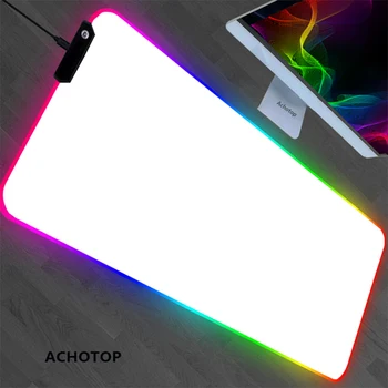 Напълно Бяла Подложка За Мишка Голям Размер RGB Glow Индивидуално Изображение На Поръчка Розово Тенис на Мат За PC XL САМ Килим Мат Игри Плейър Специален LED